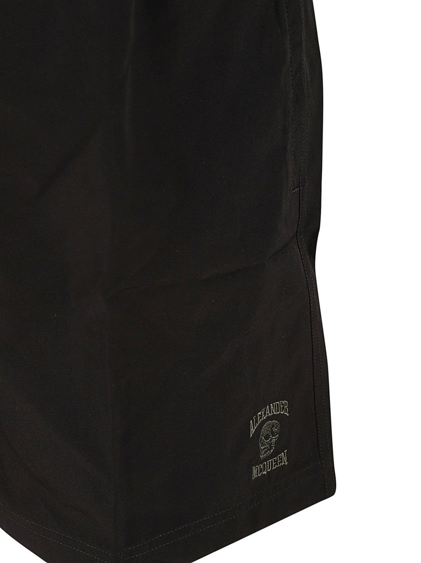Alexander Mcqueen Casual Black Shorts With Embroidered Logo