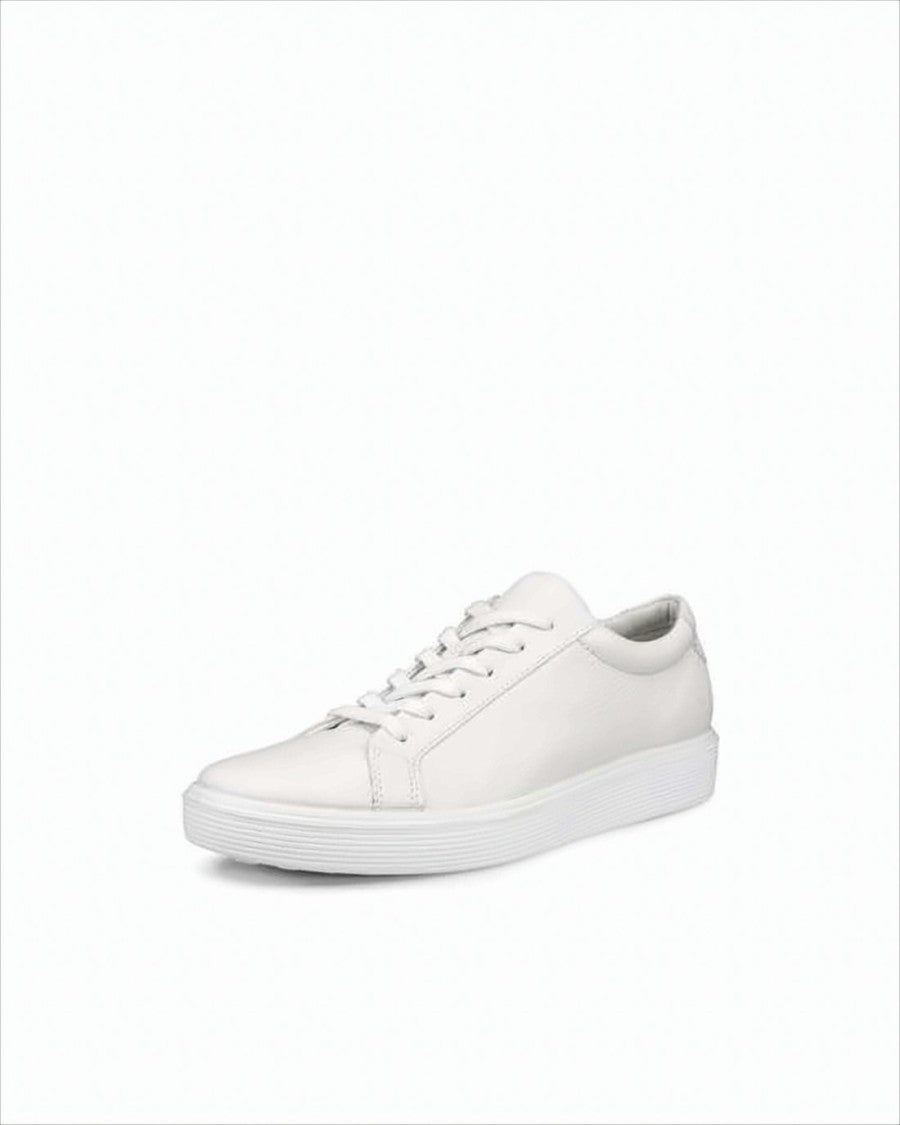 Ecco Minimalist White Leather Sneakers With Padded Collar