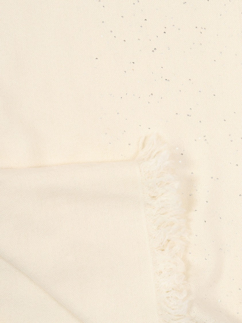 Faliero Sarti Rectangular Scarf With Metallic Specks And Fringed Edges