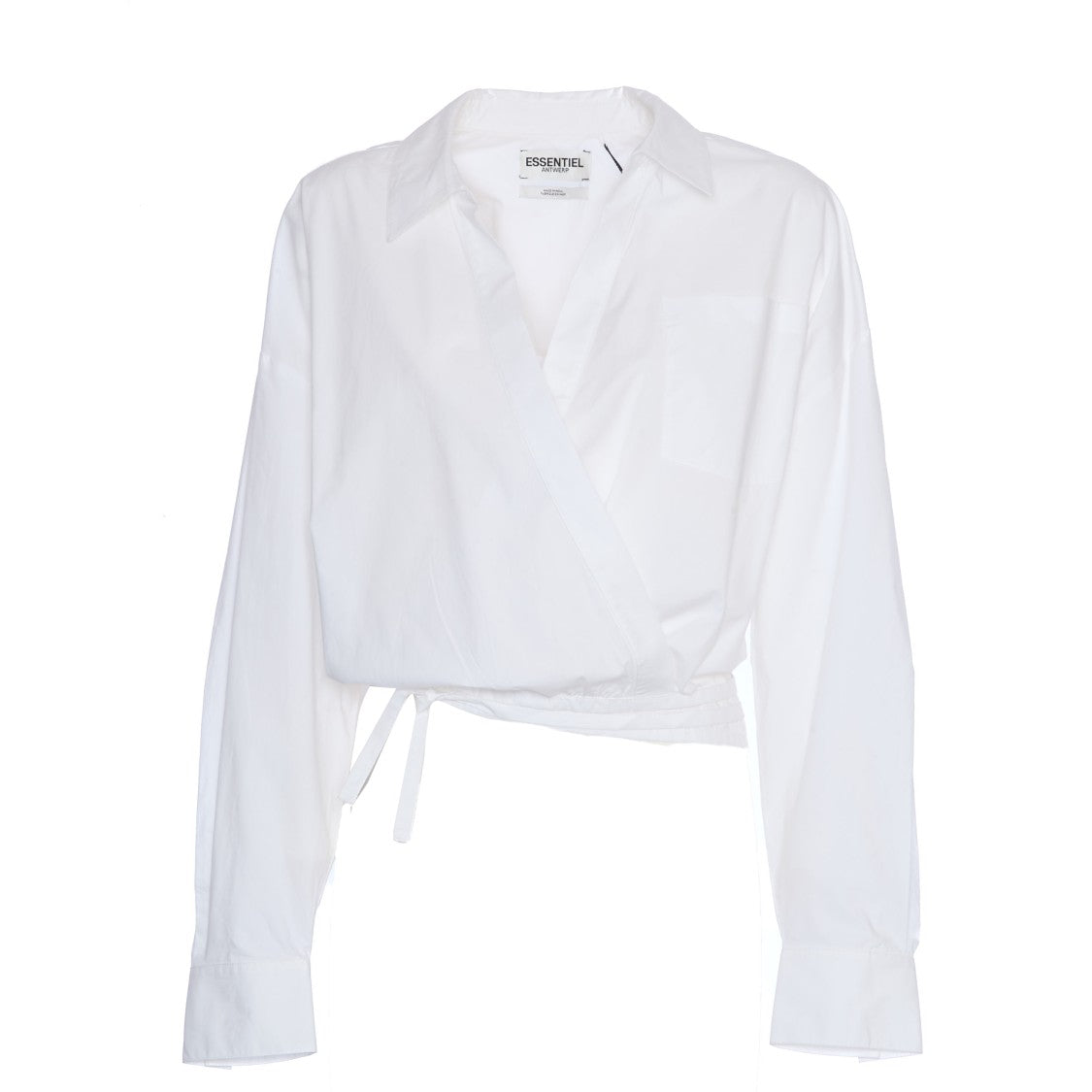 Essentiel Antwerp Wrap-Effect Cotton Blouse With Deep V-Neck