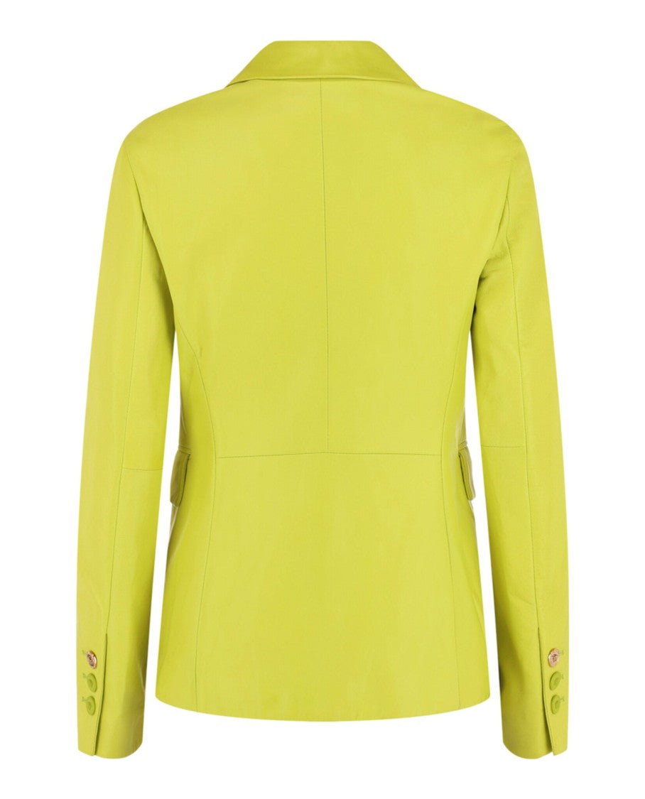 Versace Safety Pin Single-Breasted Leather Blazer