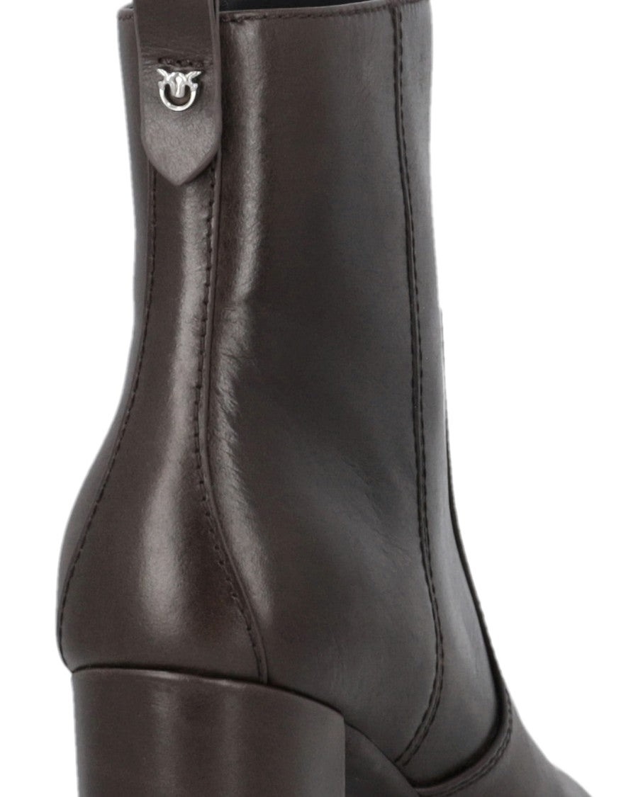 Pinko Calf Leather Lug Sole Boots