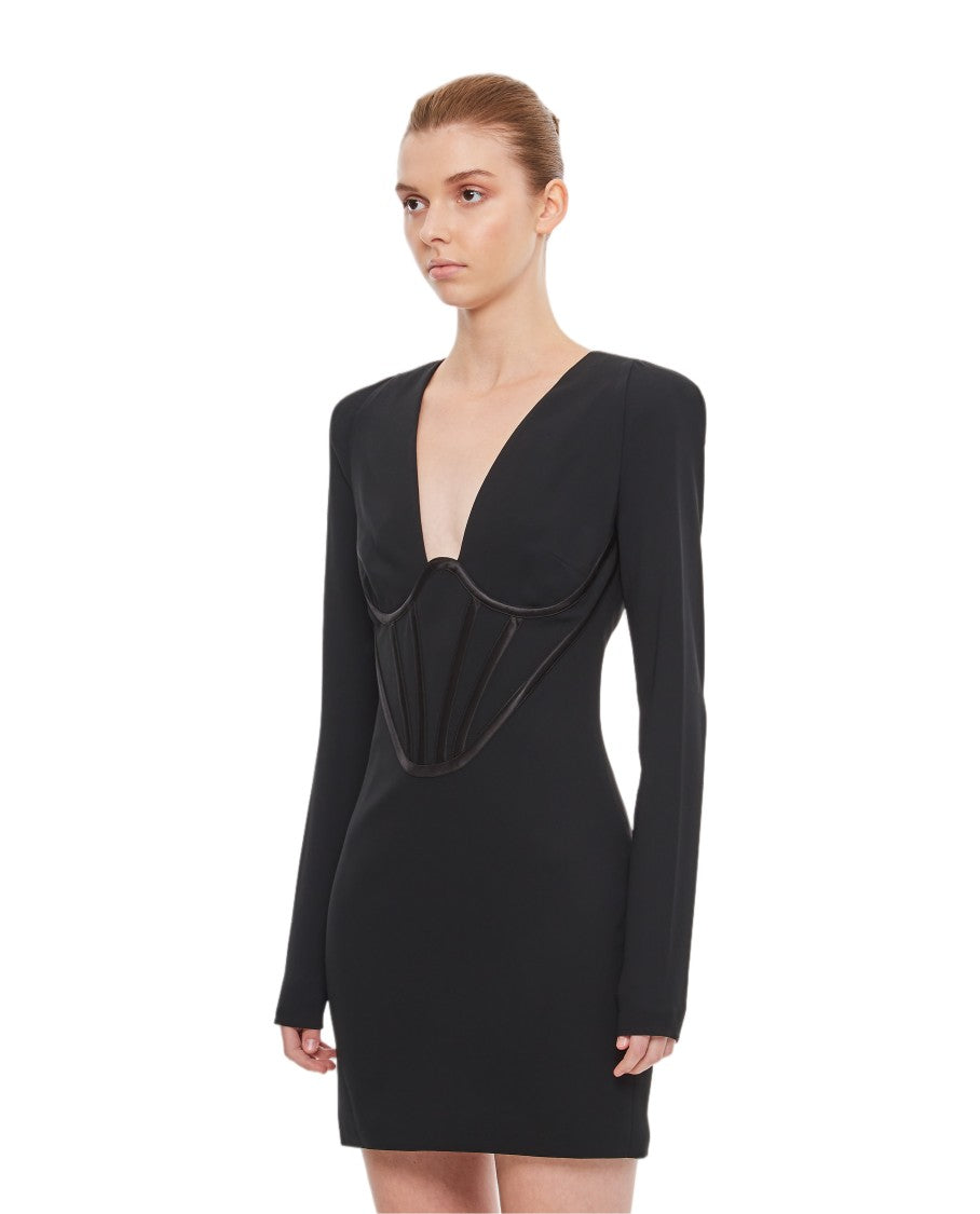 Versace Bodycon Corset-Inspired Mini Dress With Deep V Neckline