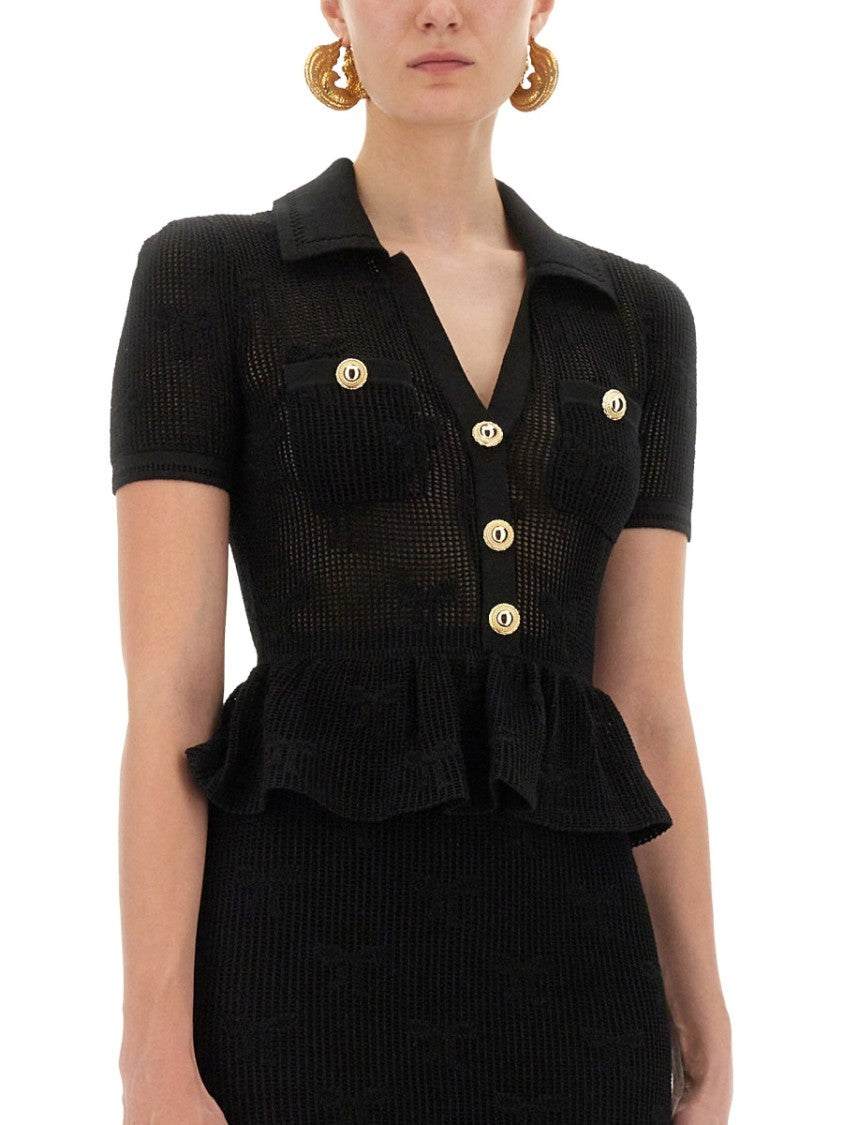 Self-Portrait Midi Crochet Dress With Peplum Waist