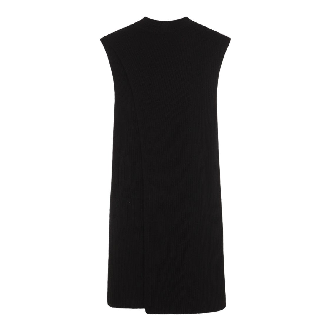 Jil Sander Sleeveless Black Sweater With High Neckline