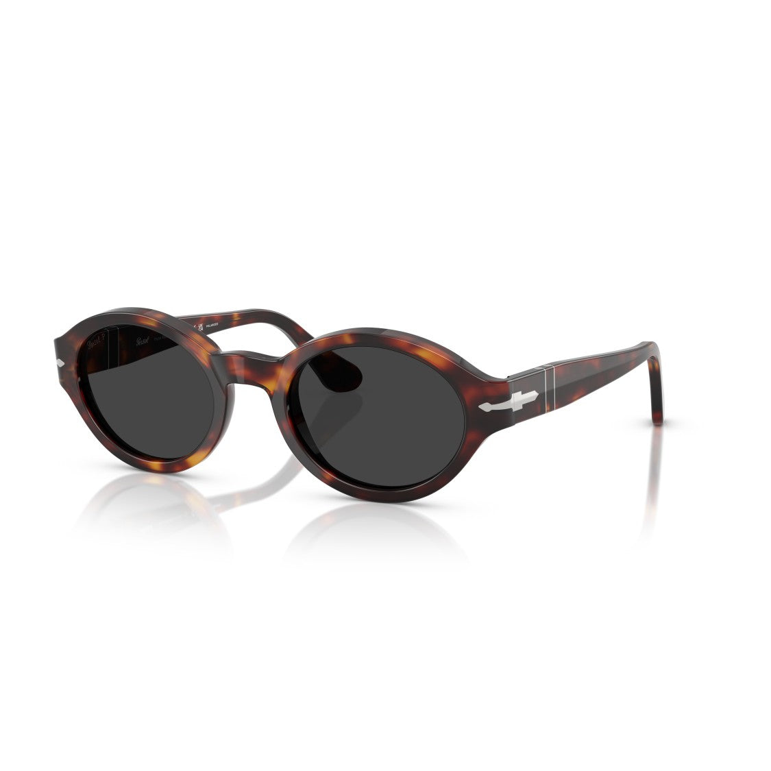 Persol 0Po3378s Tortoiseshell Oval Frame Sunglasses With Metallic Detail