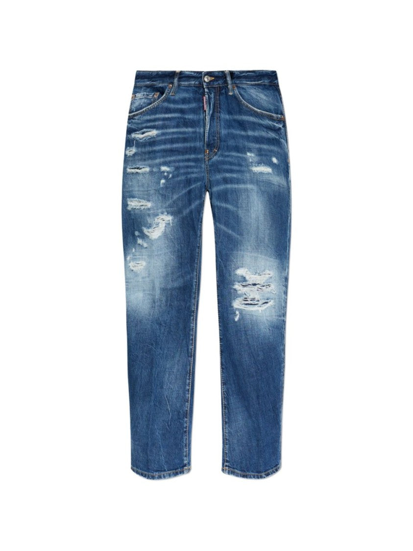 Dsquared2 Blue Distressed Five Pocket Denim Jeans