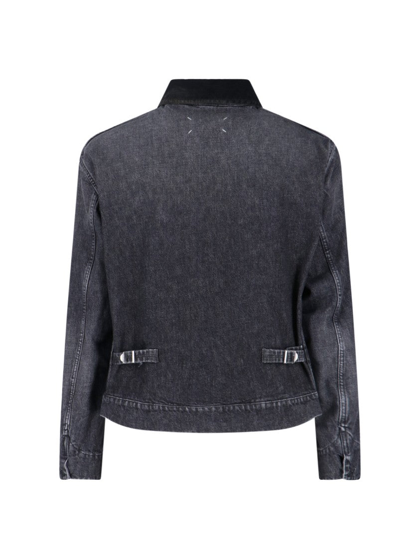 Maison Margiela Black Denim Zip Jacket With Classic Collar