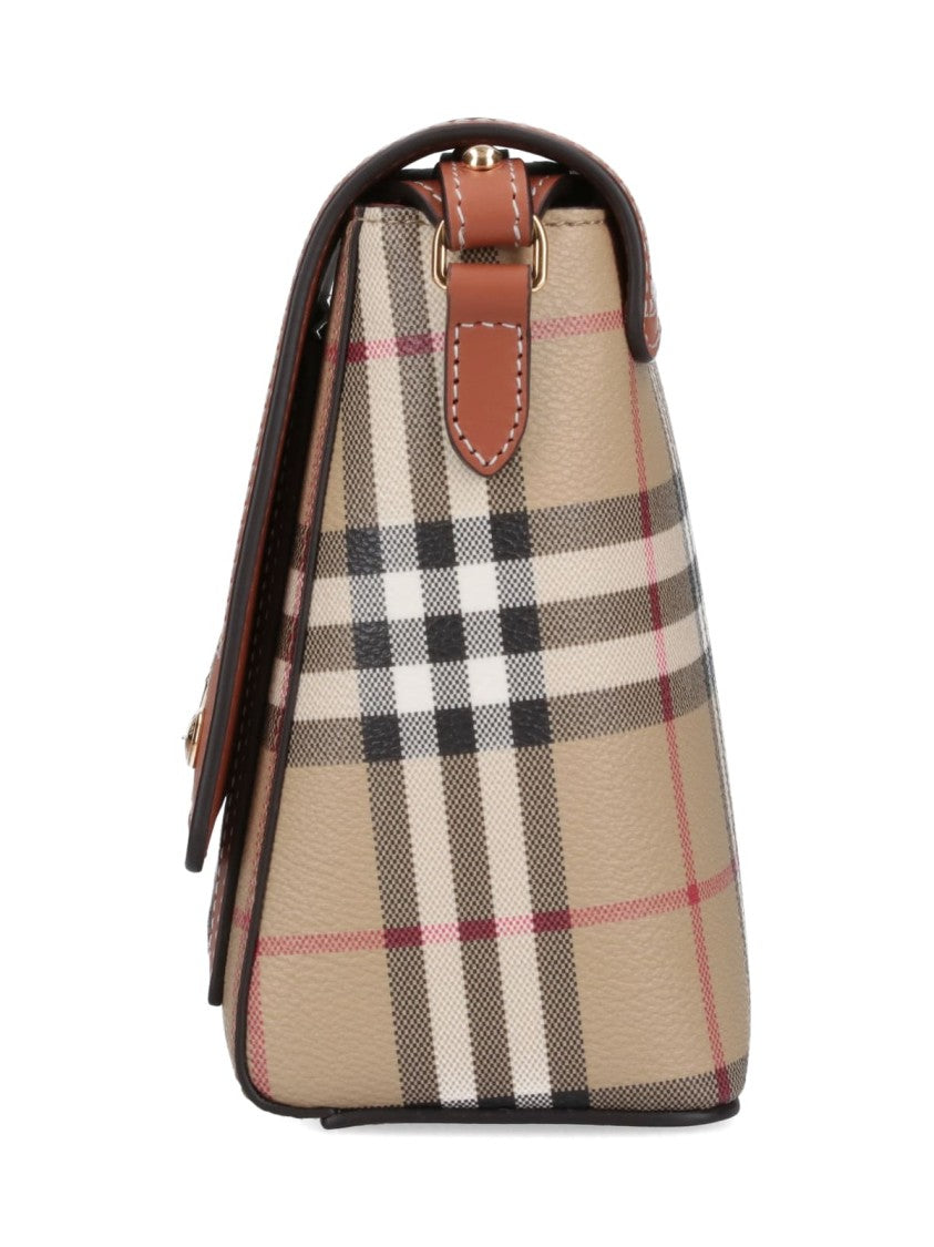 Burberry "Note" Check Crossbody Bag – Beige