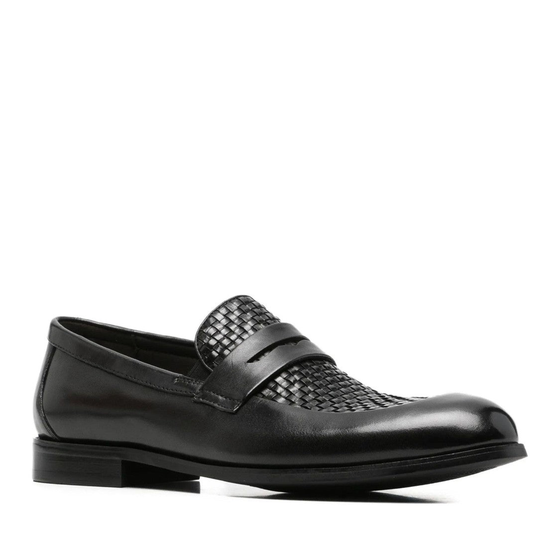 Alberto Gozzi Black Woven Leather Accents Low-Profile Leather Flats