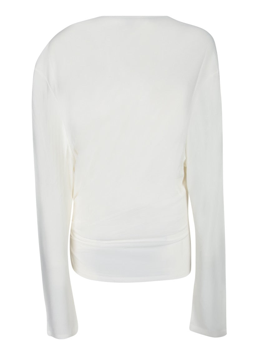 Jacquemus White Wrap-Top With Long Sleeves
