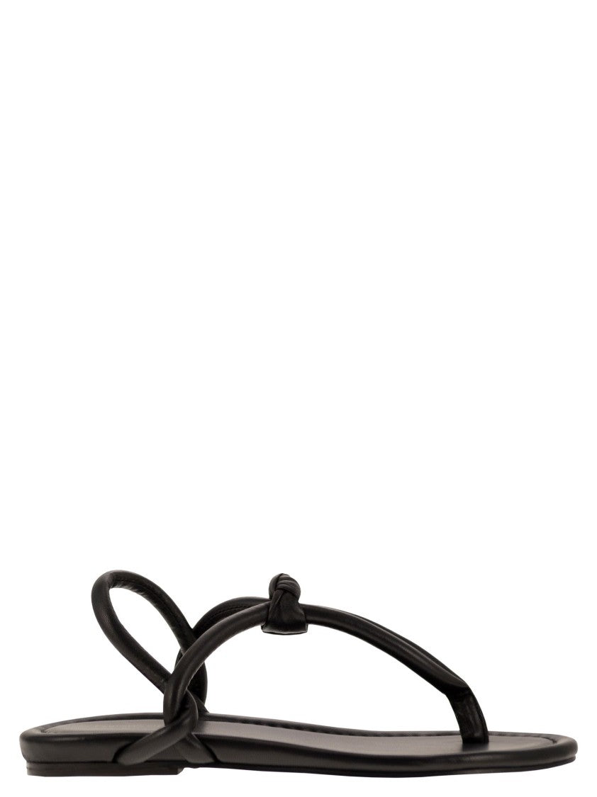 Fabiana Filippi Closed-Back Leather Flip-Flops With Knotted Straps