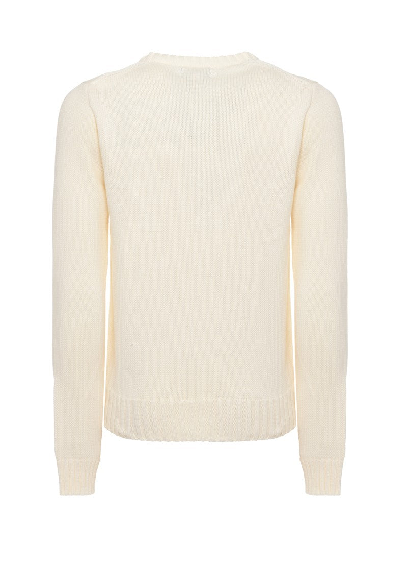 Polo Ralph Lauren White Embroidered Logo Cotton Sweater