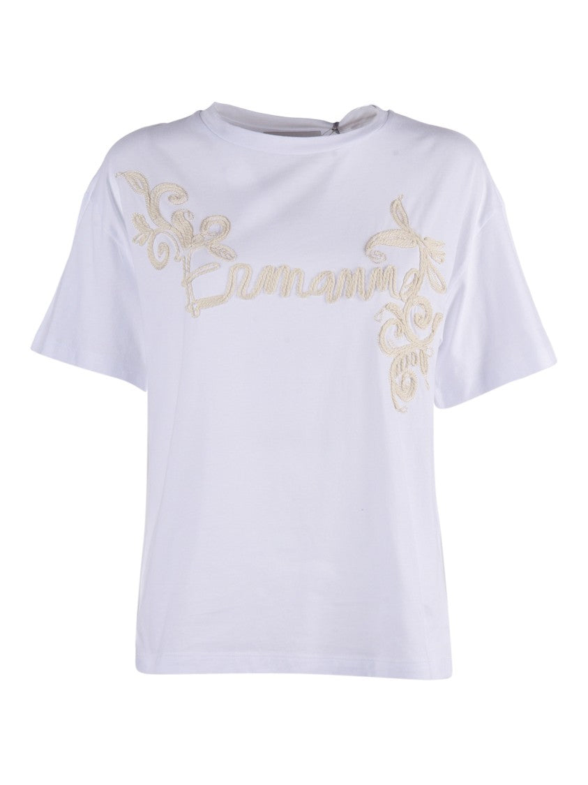 Ermanno Scervino White Short Sleeve Embroidered T-Shirt