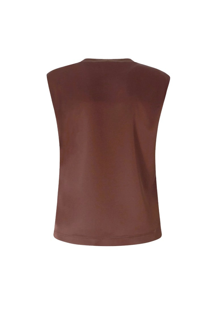 Pinko Brown Acetate-Polyester Blend Twist-Neck Top