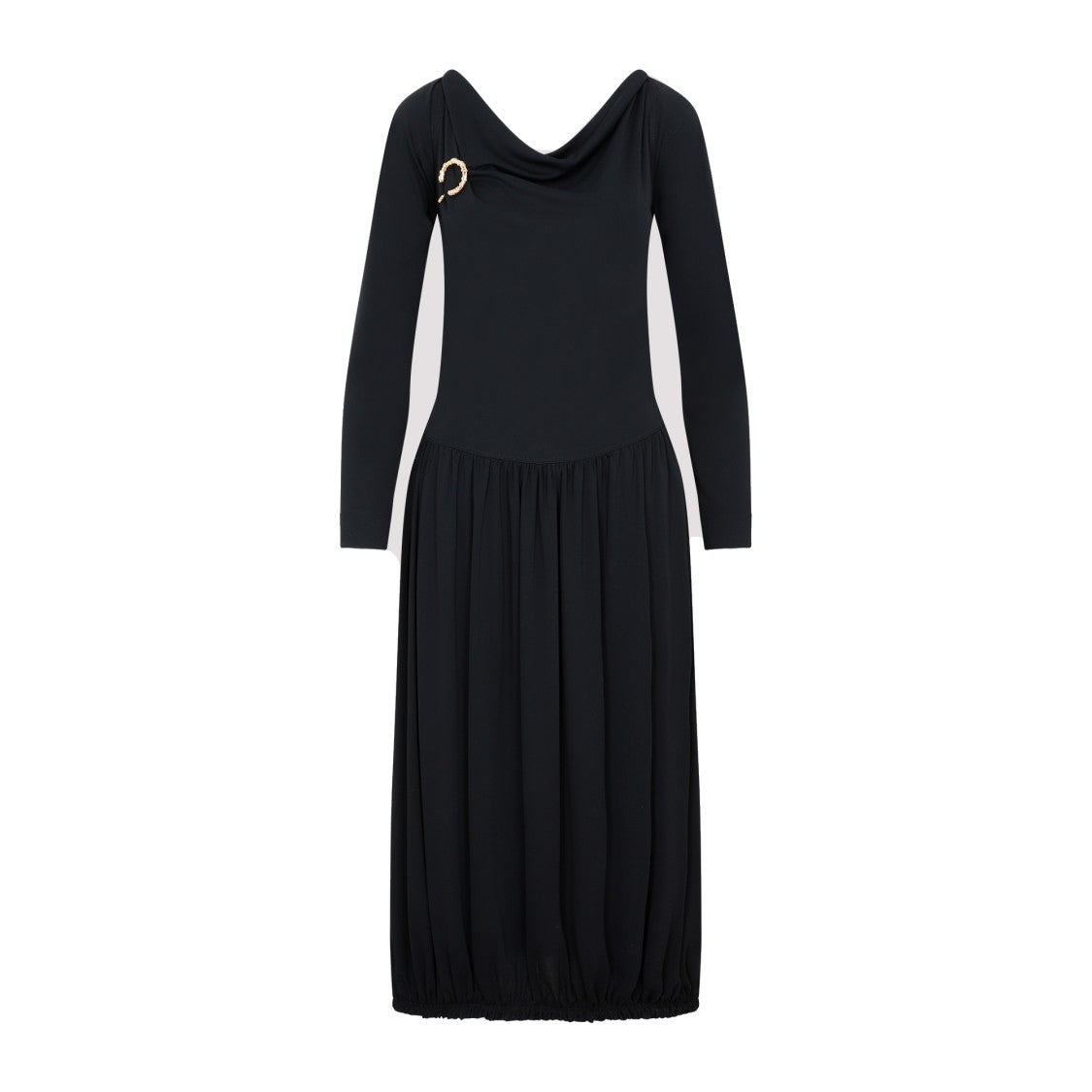 Lanvin Black Ls Drape Midi Dress
