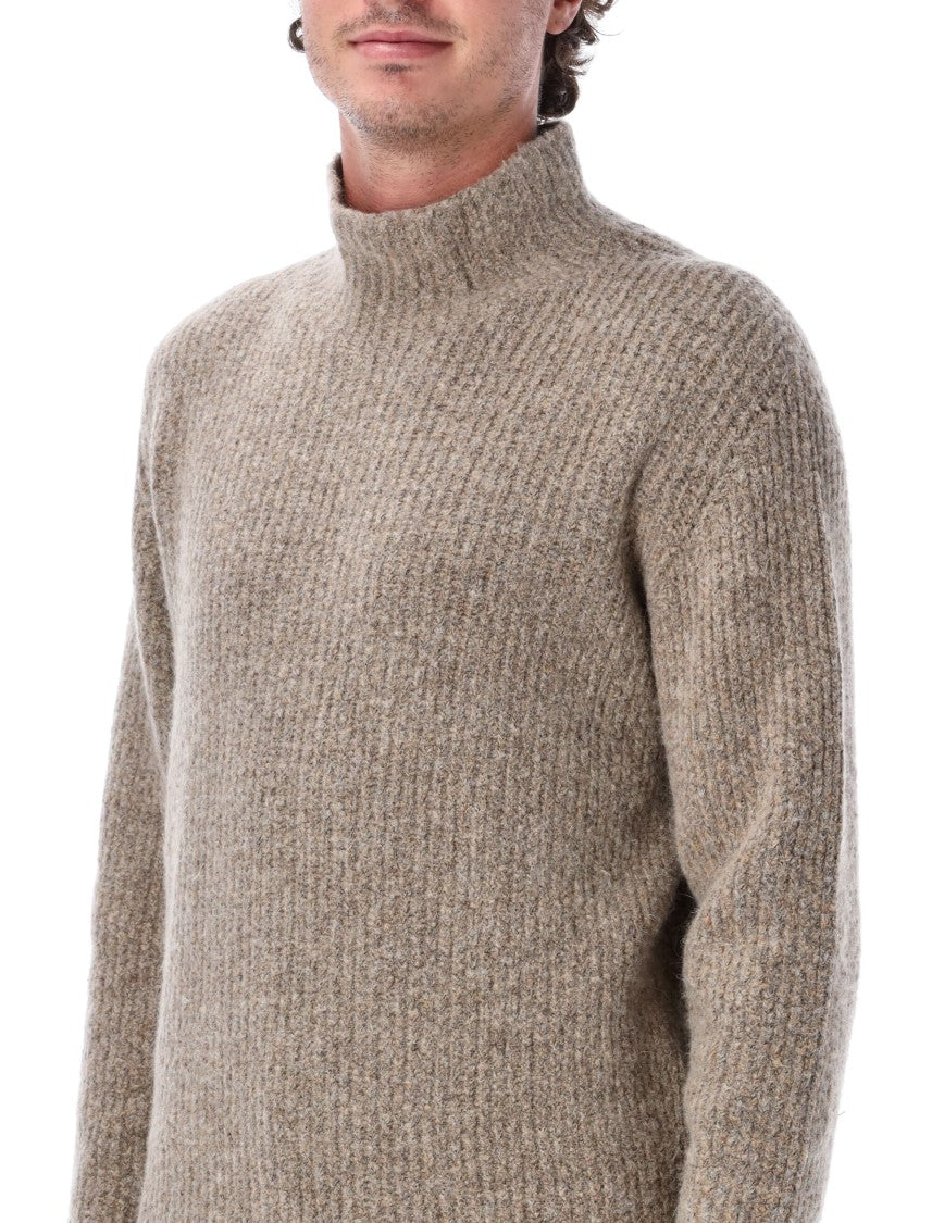 Roberto Collina Textured Knit Turtleneck Pullover With High Ribbed Collar