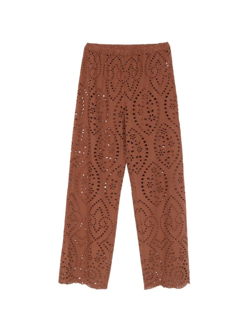 Mc2 Saint Barth Wide-Leg Pants With Intricate Eyelet Pattern