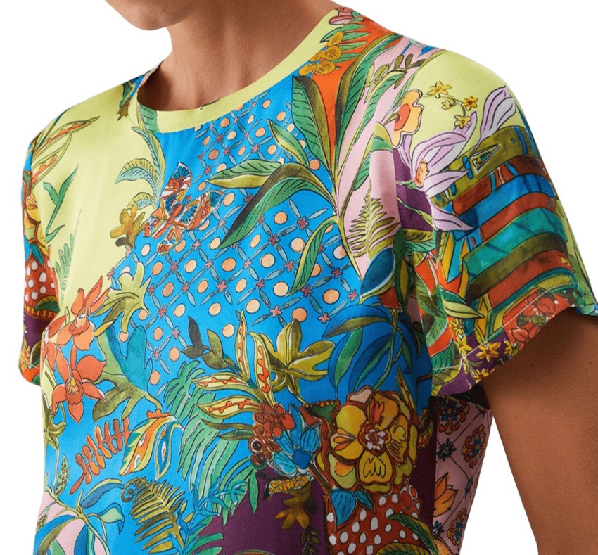 Liu Jo Multicolor Floral Print T-Shirt With Rounded Neckline