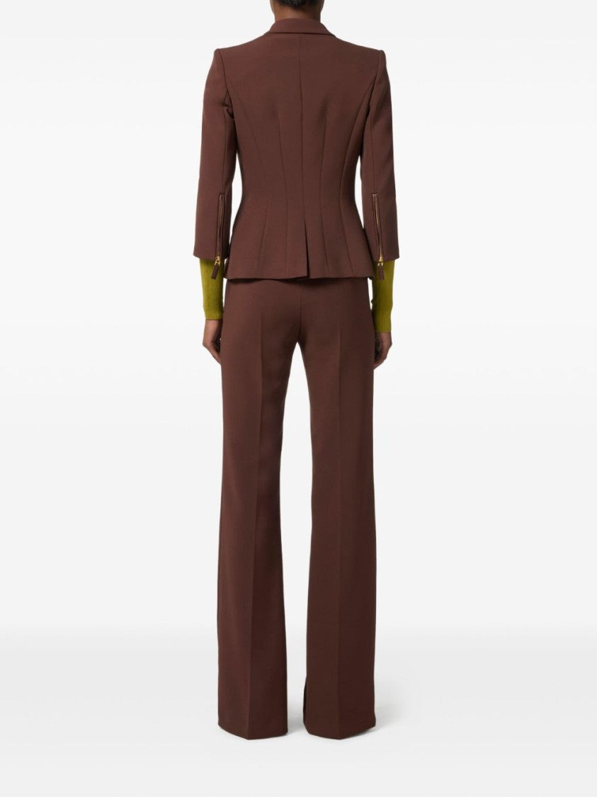 Elisabetta Franchi Tailored Brown Jacket With Gold-Tone Double-Breasted Closure