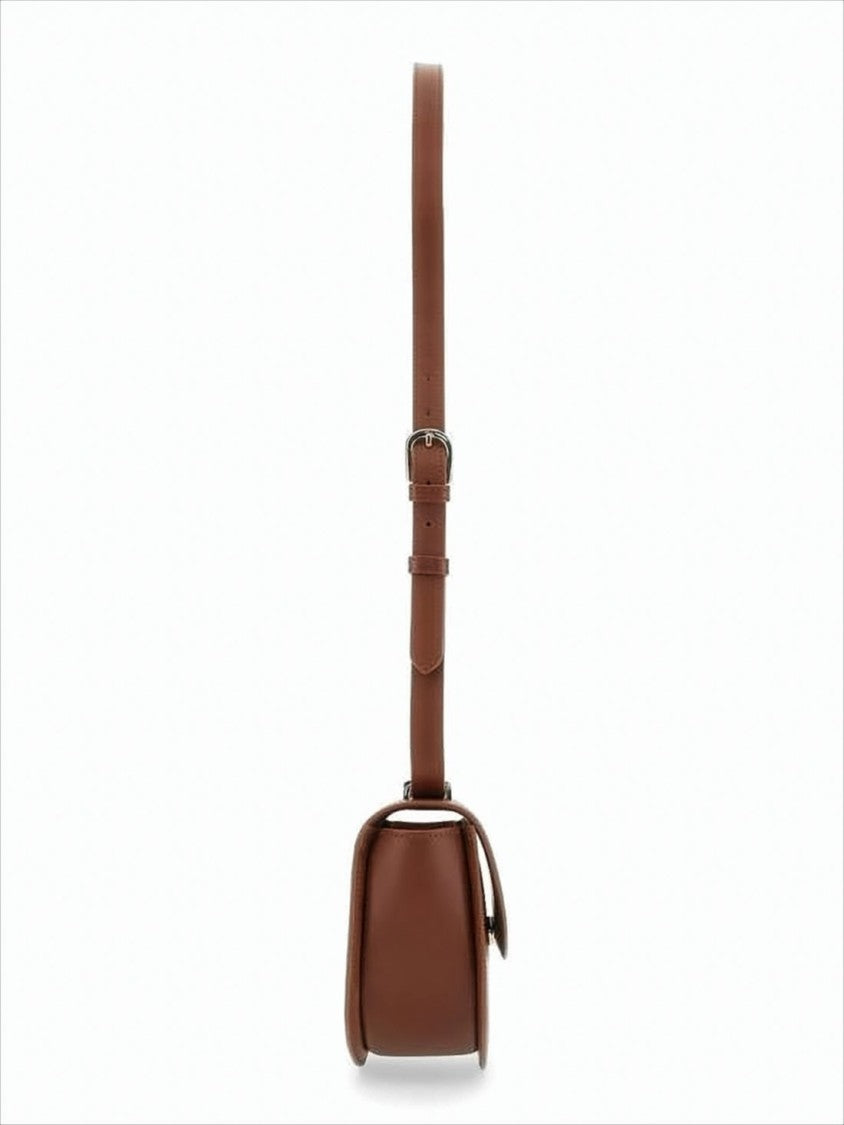 A.P.C. Structured Crossbody Bag In Rich Brown Leather