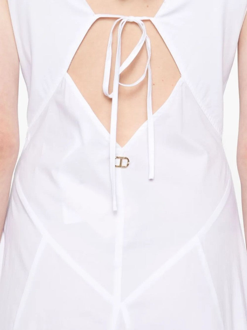 Twin-Set V-Neck Midi Dress With Flowing Silhouette