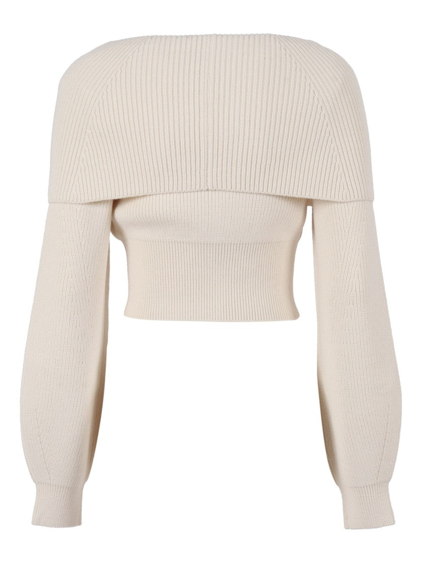 Elisabetta Franchi Cropped Off-The-Shoulder Knit Top