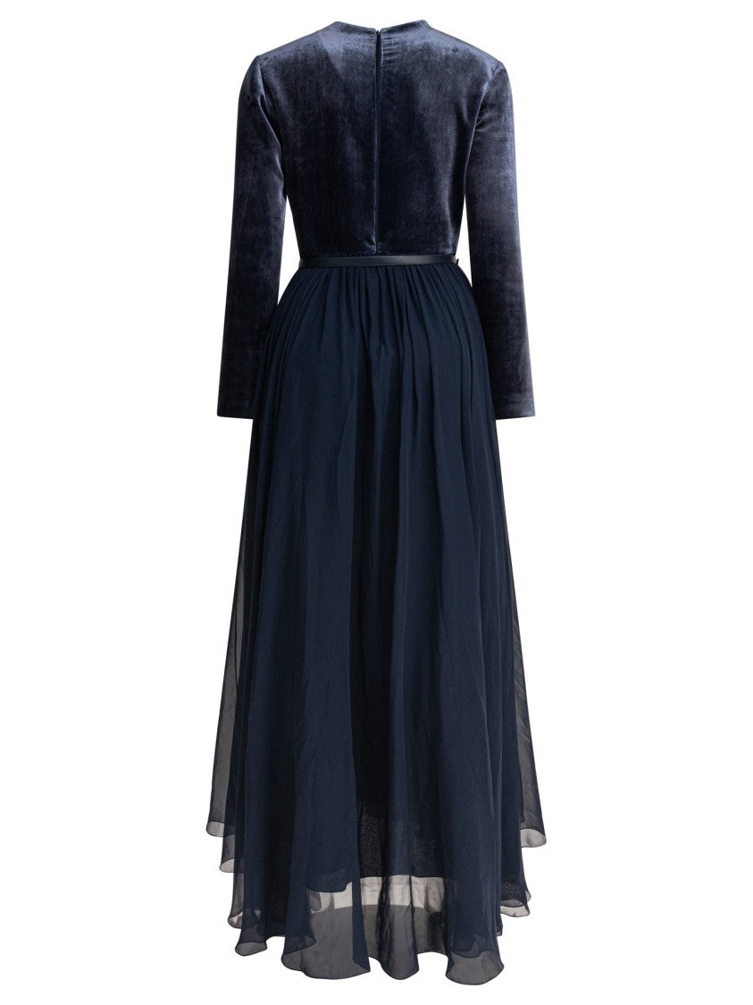 Elie Saab Wrap-Style Midi Dress With Velvet Bodice