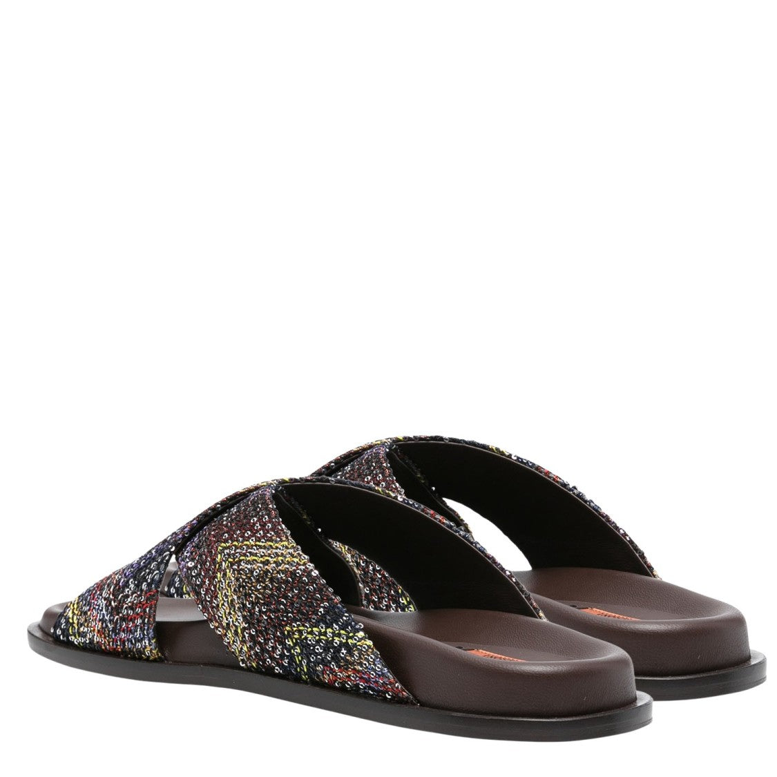 Missoni Crossed Sandals With Sequined Chevron Straps