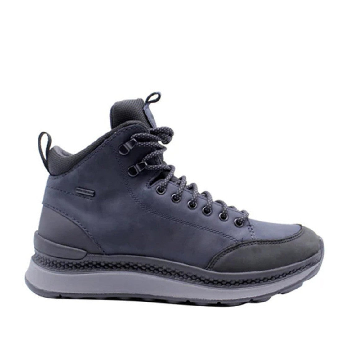 Geox Blue Spherica Actif High-Top Padded Collar Leather Ankle Boots