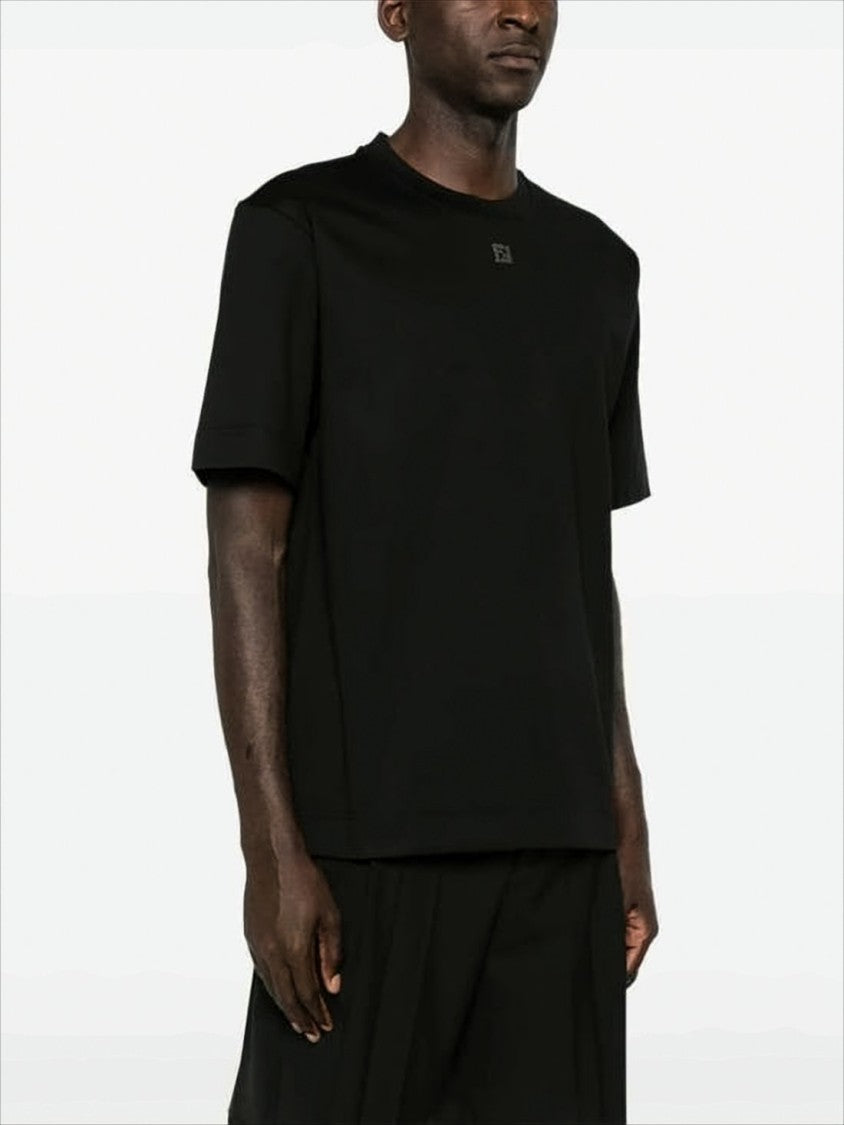 Fendi Relaxed Fit Black Cotton T-Shirt With Subtle Logo