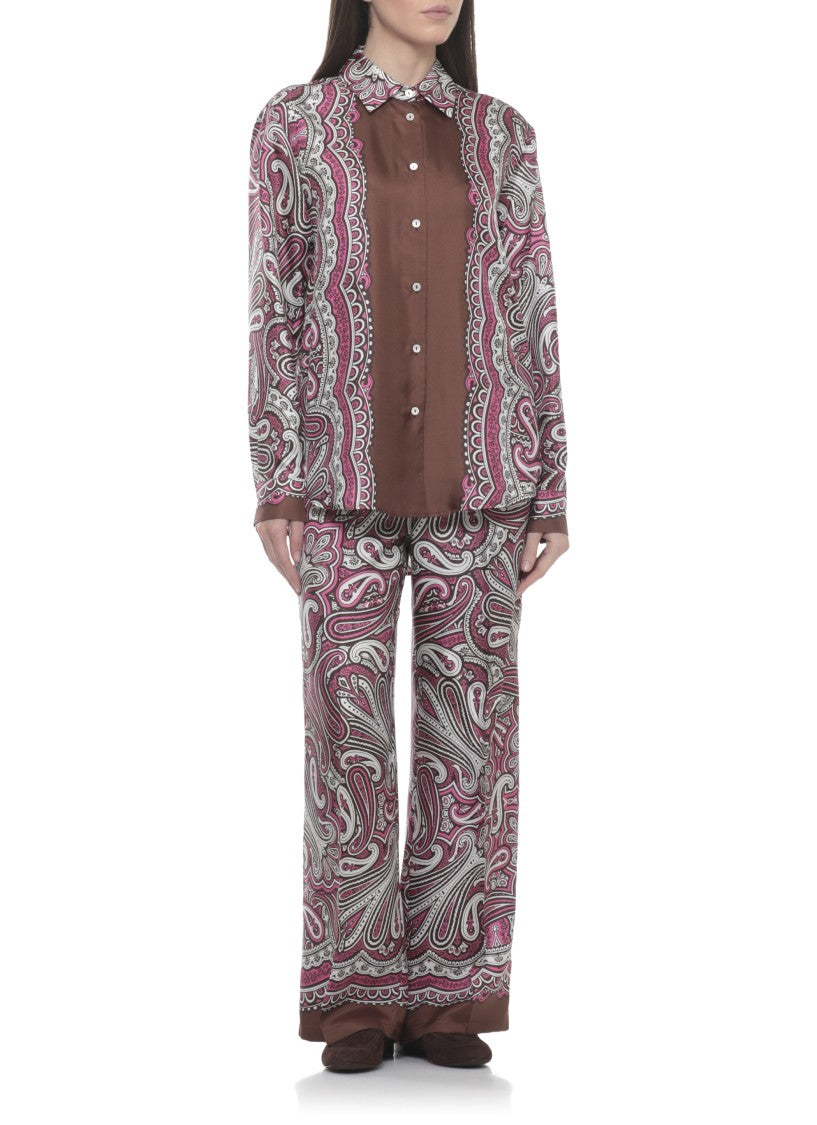 Parosh Fuchsia Skindy Paisley Silk Shirt