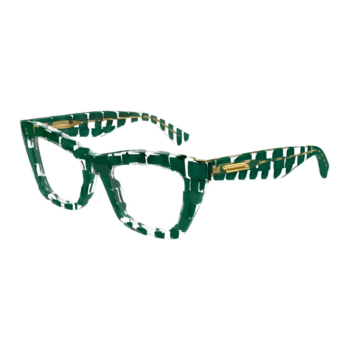 Bottega Veneta Bv1215o Checkered Eyeglasses With Gold Accents