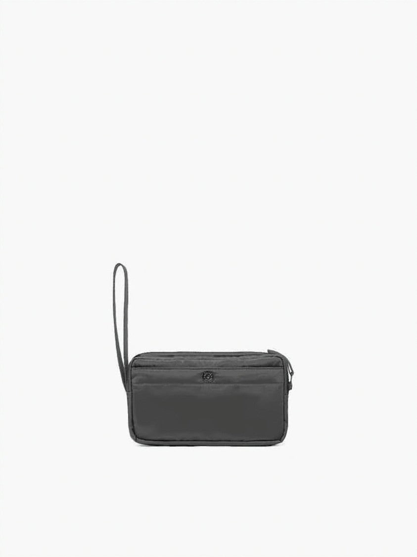 Stone Island Rectangular Black Clutch With Zip Closure