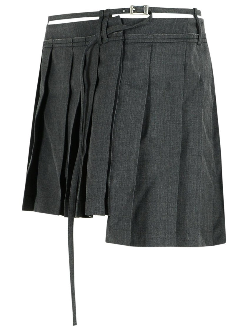 Acne Studios Dark Grey Wool Blend Pleated Skirt