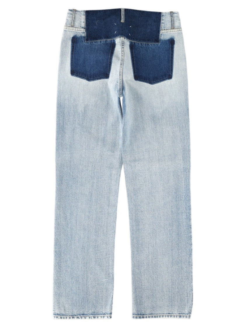 Maison Margiela Light Blue Denim Trousers With Contrast Accents
