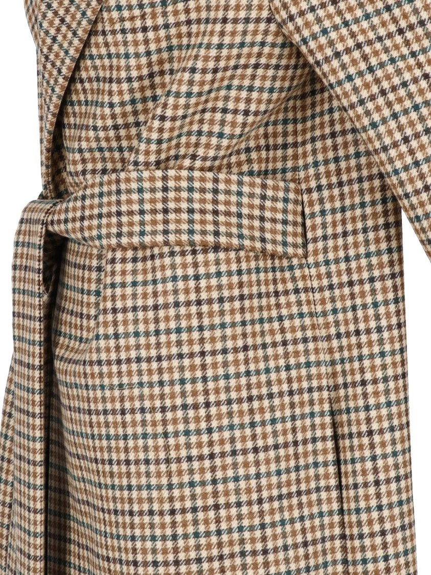 Sa Su Phi Multicolor Checkered Wool Belted Coat