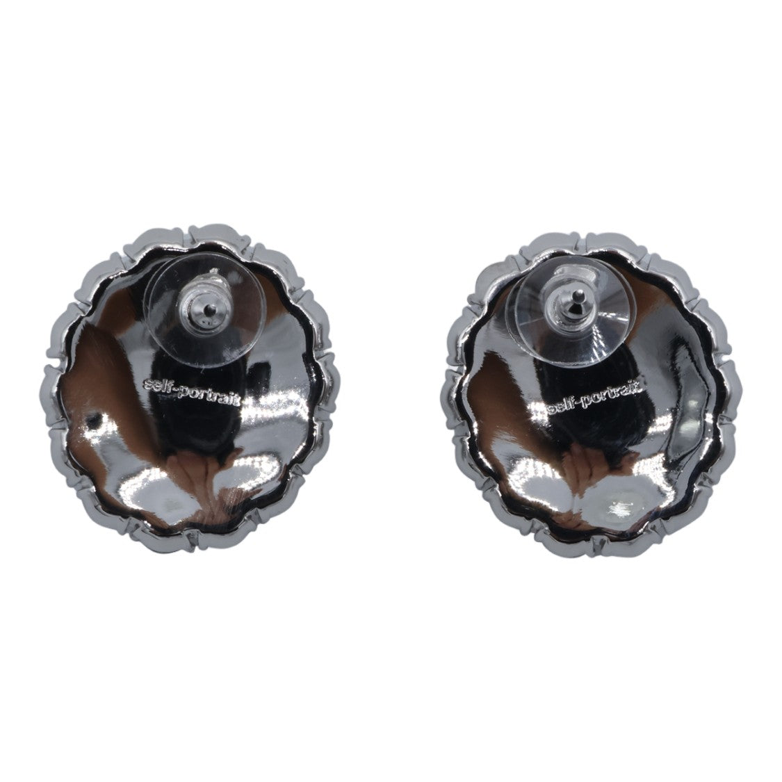 Self-Portrait Oval Earrings With Pearl-Like Center And Crystal Surround