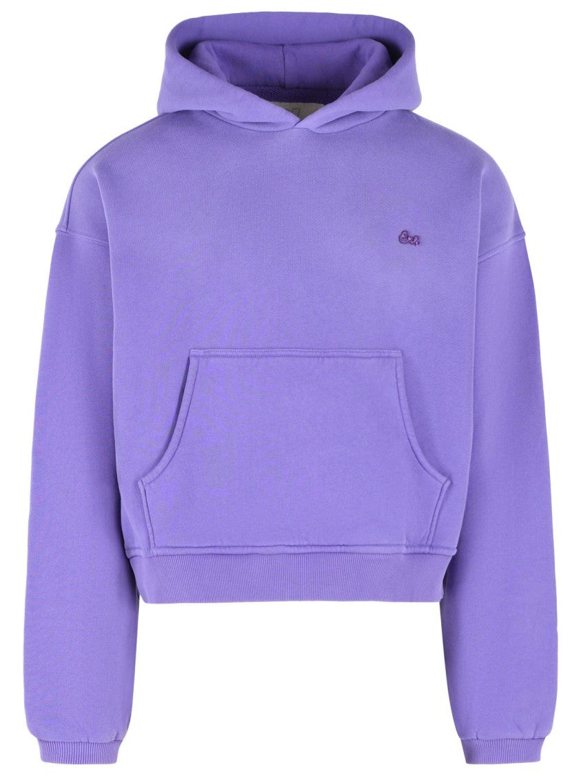 Erl Purple Boxy Cropped Cotton Sweatshirt