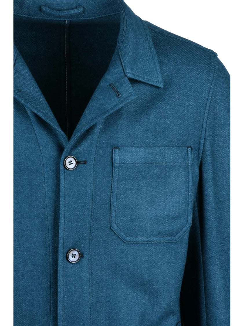 L.B.M. 1911 Shirt Jacket In Deep Blue Wool-Polyester Blend