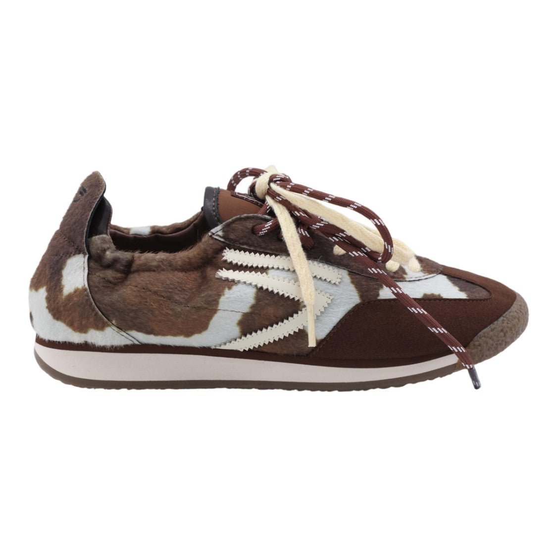Puraai Textured Cowhide Zigzag Sneakers