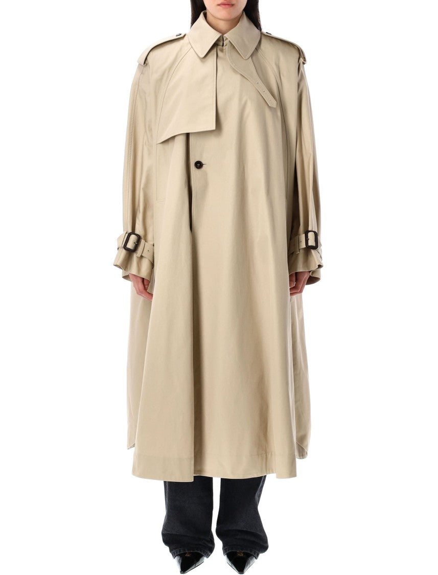 Saint Laurent Cotton Twill Cape Trench Coat