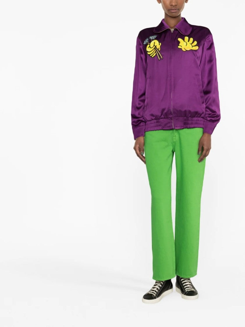 Kenzo Women's Blouson Jacket With Unique Graphic Embroidery And Fit