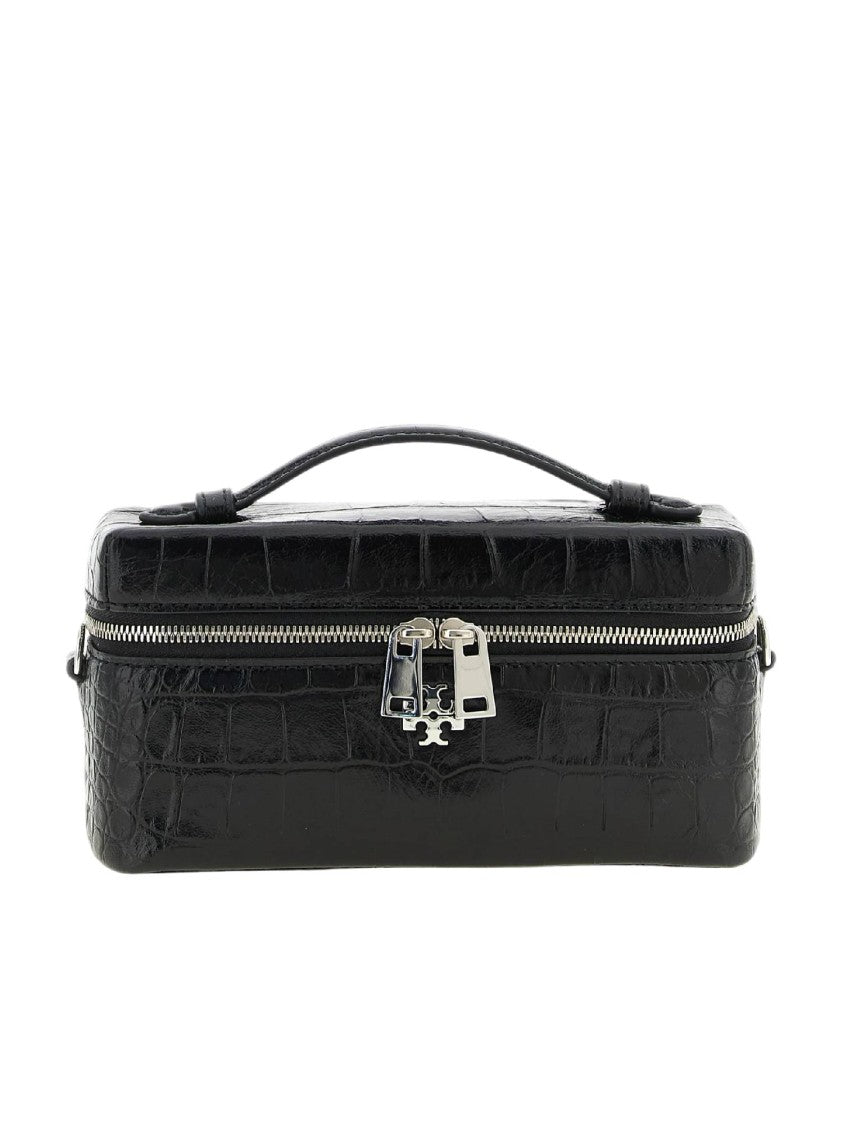 Tory Burch Charlie East-West Embossed Crocodile Vanity Case