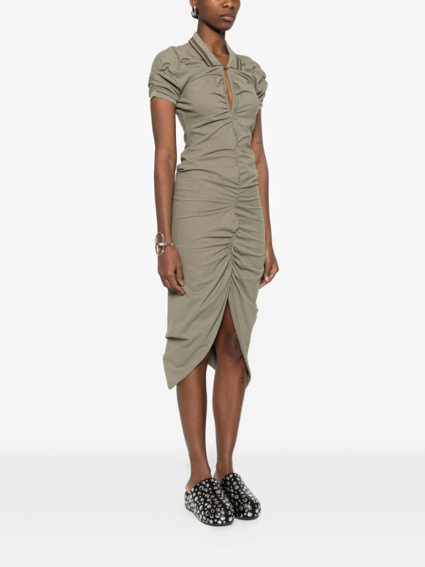 Vivienne Westwood Green Gathered Polo Collar Short Dress