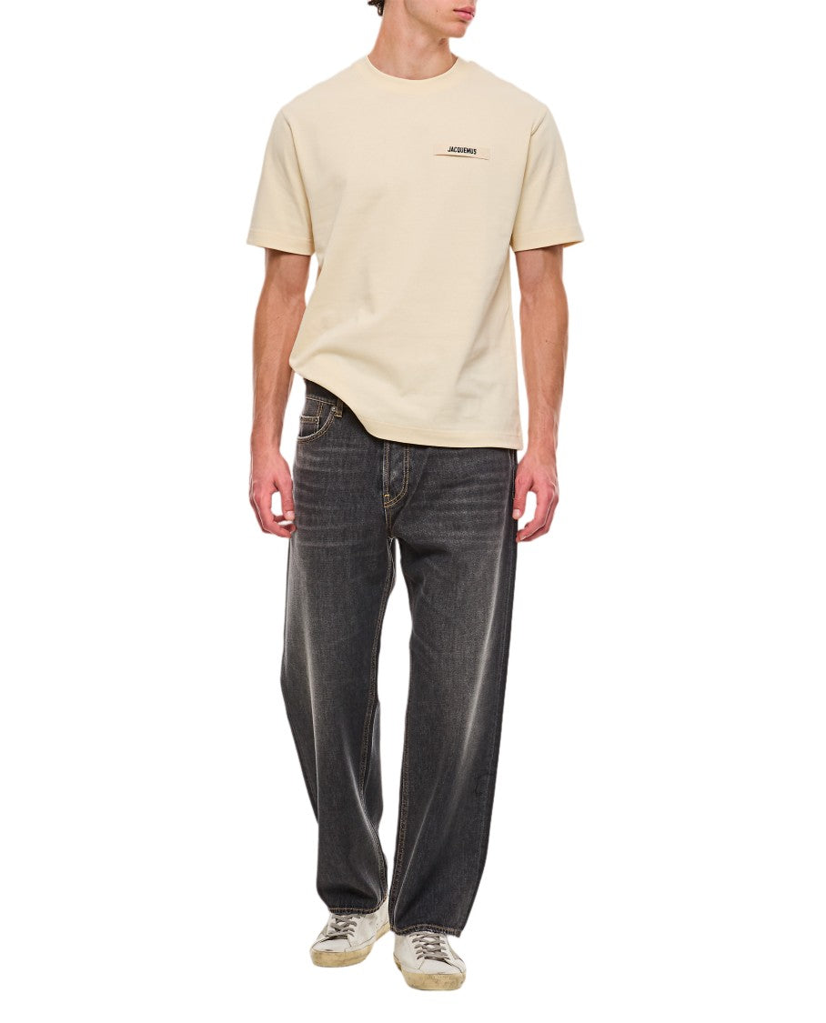 Jacquemus Minimalist Grosgrain Cotton T-Shirt With Round Neckline And Logo Detail