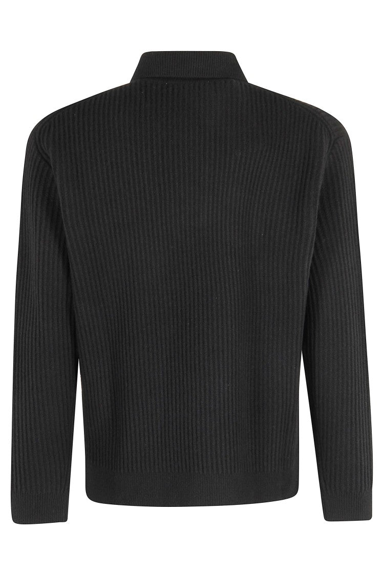 Maison Kitsuné Fox Head Wool Ribbed Polo Jumper