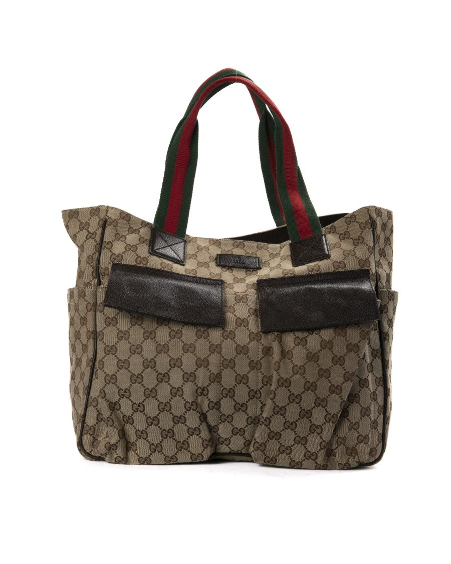 Gucci Large Web Gg Supreme Shopper Brown