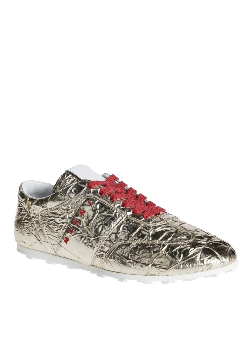 Marni Metallic Gold Red Laces Sneakers
