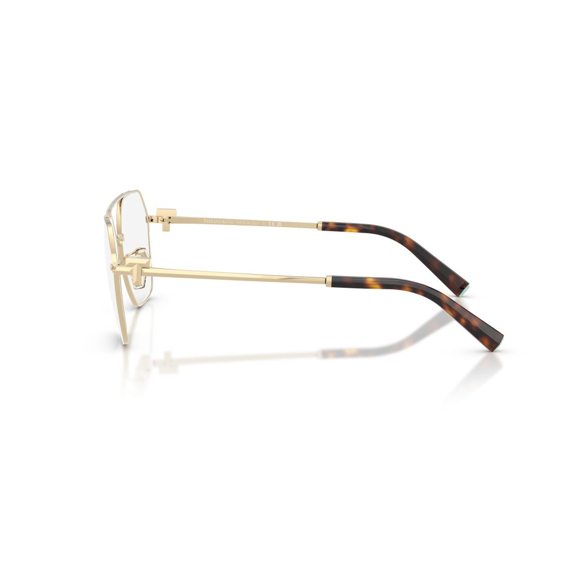 Tiffany & Co. Geometric Metal Sunglasses With Tortoiseshell Tips